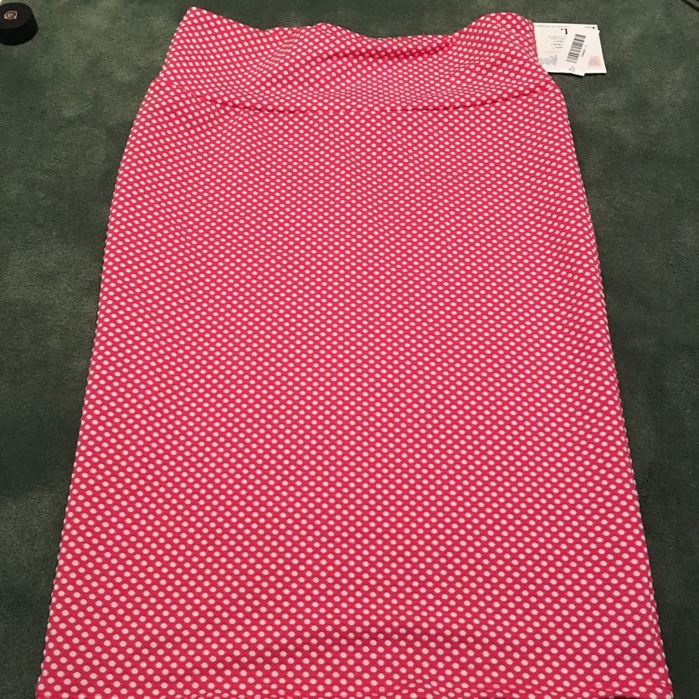 BNWT LuLaRoe Cassie pencil skirt pink & white